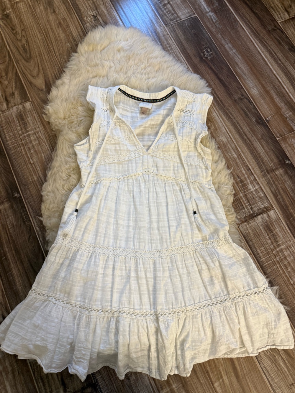 Knox Rose Ivory Lace-Trim Casual Girls Dress